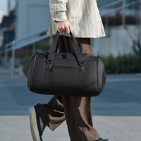 Sac de sport robuste en PVC composite pour le sport, noir mat, avec compartiment pour chaussures, sac de voyage