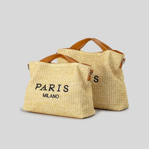 Bolso Tote de Paja de Color Sólido para Mujer, con Cierre de Cremallera, Transpirable, Impermeable, Moderno, para Uso Diario y <span class=keywords><strong>Playa</strong></span> - Product Image 5