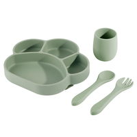 Assiette pour bébé en silicone souple en forme de patte de chat - Assiette de repas pour enfants écologique et sûre