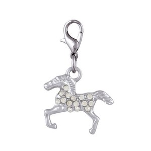 Ciondolo a forma di cavallo in argento con accenti di cristallo per la creazione di gioielli - Product Image 1