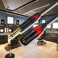 Câble audio XLR mâle 6,35 mm plaqué or avec gaine en PVC tressée 5 m pour microphone, haut-parleur, studio d'enregistrement, mixeur