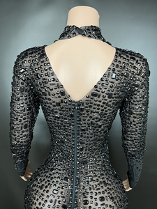 Vestidos informales Elegante Formal Moda Último vestido de cena Celebridad Lujo <span class=keywords><strong>Ver</strong></span> a través de la ropa con diamantes de imitación - Product Image 5