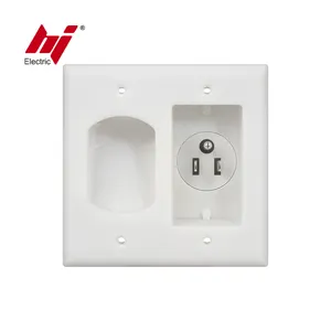 ETL 2 Gang Recessed Power Inlet With Low Voltage Cable Plate