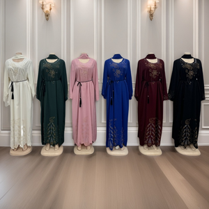 Abito lungo musulmano stile caftano alla moda per donne africane, vestito casual plus size Abaya per matrimoni, taglia unica, con strass. - Product Image 2