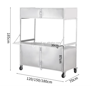 Chariot alimentaire commercial portable pliable avec roues pour la vente ambulante et le transport de denrées - Product Image 3