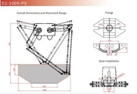 Robots parallèles à deux axes à grande vitesse YHY D2-1000, dispositif d'automatisation flexible, manipulation de matériaux rapide et précise, tâches d'assemblage, 4 kW