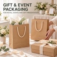 Sacs cadeaux en papier kraft imprimés sur mesure avec poignées en corde de coton, côtés à soufflets, emballage pour événements de vente au détail B152