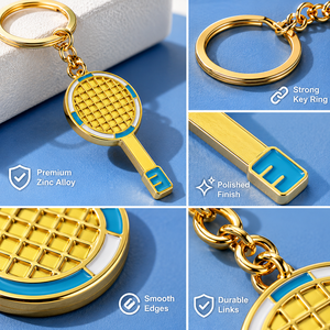 Envío Rápido, Espléndido Llavero Deportivo de Metal con Diseño 3D de Raqueta de <span class=keywords><strong>Ping</strong></span> Pong, Pickleball y Tenis, en Aleación de Zinc Esmaltada - Product Image 5