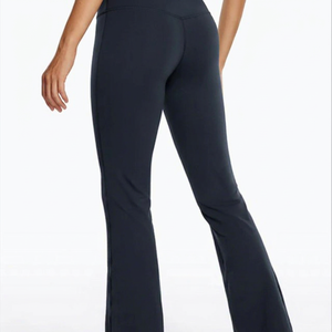 STONEX Women High Waist <b>Boot</b> Cut Leggings Solid Color Side Stripe Sporty Yoga Pants Breathable <b>Knitted</b> Full Length Summer - Product Image 1