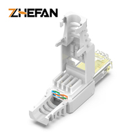 Conector Modular ZHEFAN Rj45 Macho 8p8c Cat 5e, Conector de Campo sin Herramientas para Instalación de Cables Sólidos de 23-24awg
