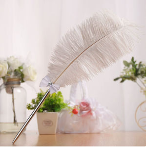 Stylo bille plume blanche en métal avec nœud en ruban – Cadeau d'écriture original - Product Image 4