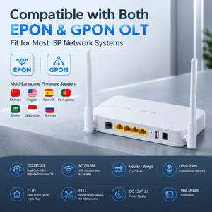 XPON ONT 4GE+1POTS+1USB AC1200 Dual Band Wi-Fi5 2.4G 5G MU-MIMO XPON ONU สำหรับ GPON EPON FTTH โมเด็มไฟเบอร์ - Product Image 1