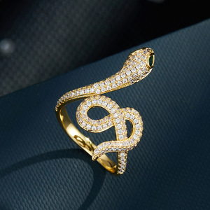 Snake Shape Micro Set Zircon <b>Open</b> <b>Ring</b> For Index Finger Everyday Wear Jewelry - Product Image 1
