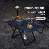 Table de camping pliable portable, hauteur réglable, ouverture hydraulique automatique, bureau tactique léger en acier au carbone pour le camping et les pique-niques