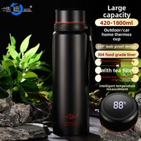 Thermos intelligent Haodi grande capacité en acier inoxydable 304, isolé sous vide, avec affichage de la température et infuseur à thé
