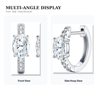 Boucles d'oreilles créoles personnalisées en argent sterling 925 avec moissanite ovale 5x7mm, bijoux fins S925 pour femmes