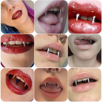Anneau en acier inoxydable en forme de C, crochets de lèvres à pointes, anneaux de lèvres, piercing sourire, crochets de lèvres Dracula, clou de dent de tigre, piercing vampire