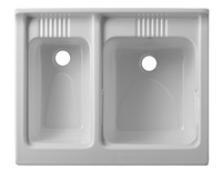 Lavabo double mural moderne en résine PP thermoformée de haute qualité, écologique et économique pour intérieur/extérieur