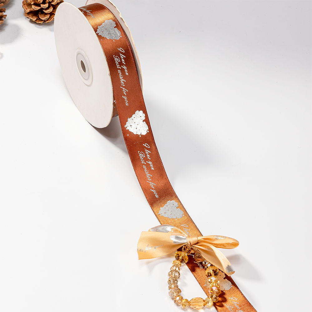 6mm-28mm 100% Polyester Satin Ribbon roll With logo Printed Ribbons for Gift Box Decoration