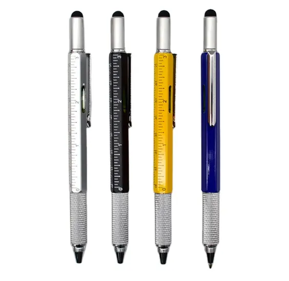 6 in 1multifunction tool pen with custom logo color and engineering pen with inch scale in multi function pen