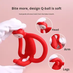 Gran oferta, nuevo juguete para masticar Little Monkey, herramienta para comer manos, <span class=keywords><strong>mordedor</strong></span> de silicona para bebé para juego calmante - Product Image 4