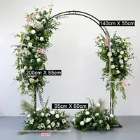 Décoration suspendue en soie en forme d'arche, motif feuille verte et rose blanche, personnalisable, pour centre de table de mariage, boule de fleurs, fleur de sol pour banquet