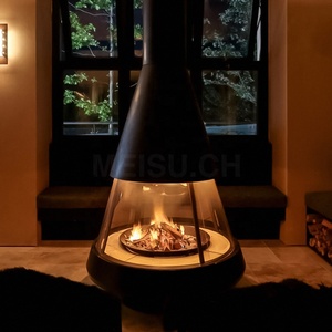 Cheminée suspendue électrique personnalisable MEISU.CH en acier au carbone, à montage au plafond, pour décoration - Product Image 1