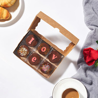 Boîte à cupcakes en papier kraft de qualité alimentaire à faible MOQ, 6 pièces, boîte d'emballage en papier pour macarons, chocolats, beignets, sushis avec fenêtre en PVC