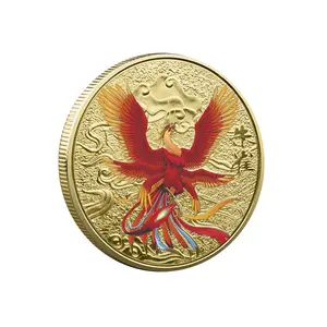 Moedas comemorativas da china, quatro grandes beastas, 1oz, moeda dupla 3d, broche de metal, broche de metal