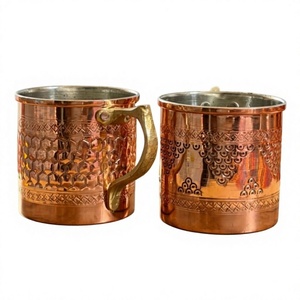 Juego de Jarras de Cobre Repujado al por Mayor, Tazas Artesanales para Moscow Mule con Asa de Latón, Vasos Metálicos para Bar y Pub - Product Image 1