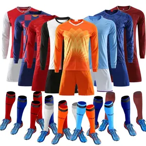 Camisa de futebol de manga longa, venda quente de uniforme de futebol masculina barata personalizada