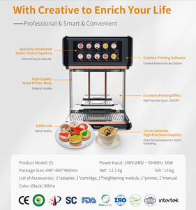 Stampante Inkjet Multifunzione X5 Flatbed per Caffè con Inchiostro Alimentare, 1 Anno <span class=keywords><strong>di</strong></span> Garanzia, per Arte su Caffè, <span class=keywords><strong>Disegni</strong></span>, Birra, Milkshake, Piccoli Dolci e Stampa Fotografica - Product Image 3