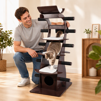 [En stock] Tour pour chat marron, arbre à chat moderne pour chats d'intérieur avec poteau à gratter, condo d'escalade pour chat avec niche rembourrée