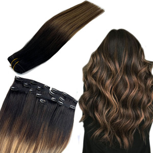 Extensions de cheveux humains bruns, tête entière, Remy, brésiliennes, lisses, pour femmes - Product Image 1