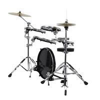 Batterie de percussions portable 5 pièces pour extérieur, facile à transporter, avec 3 cymbales et peaux de batterie transparentes à double couches
