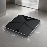 Báscula de Grasa Corporal Bluetooth Moderna y Delgada, con Pantalla LED de Vidrio Templado Negro, para Dormitorio, Baño, Salud, Fitness y Control de Peso
