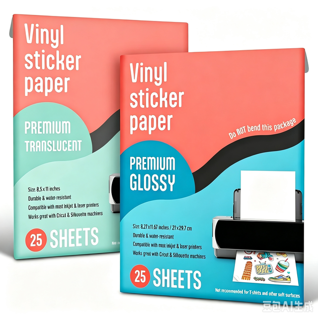 Waterproof Glossy PVC Vinyl Sticker Paper A4 Printable Sheets for Inkjet and Laser Printers