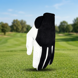 Gant de golf pour main droite, noir et blanc, en cuir de mouton Cabretta, antidérapant, fermeture auto-agrippante, unisexe, usage décontracté, sport - Product Image 1