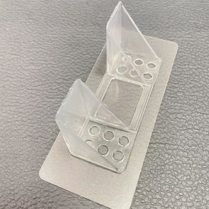 Support d'étagère à double rangée 14 cm x 6 cm, crochet adhésif en PVC transparent pour armoire, bibliothèque, rangement - Product Image 4