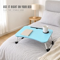 Support d'ordinateur portable moderne, pliable et portable, table de petit-déjeuner pour la maison et le bureau, table de canapé-lit, fournitures de bureau, en métal avec surface en bois