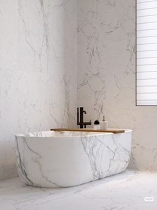Italian Statuario Marble Snow White/<strong>Grey</strong> Veined Polished Stone Waterproof Eco-Friendly Modern Design for Dining Kitchen Bathroom - Product Image 5