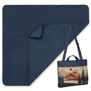 Foldable <b>Picnic</b> Tote With Shoulder Strap Waterproof Large, 3-Layer Sand Proof Camping Beach Outdoor <b>Blanket</b> - Product Image 5