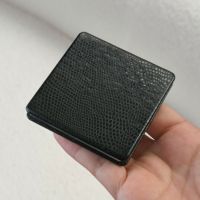 Miroir de poche carré pliable noir Winway à texture peau de serpent, idéal pour cadeau d'affaires