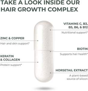 Vitaminas para el Crecimiento del Cabello con Biotina y Aminoácidos, Marca Privada, Vitaminas de Colágeno para el Crecimiento del Cabello, 60 Cápsulas - Product Image 3