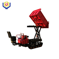 Mini-dumper chenillé 1,5T à moteur diesel avec transmission par engrenages, pompe hydraulique et boîte de vitesses, levage de type ciseaux, 12 CV, pour palmiers à huile