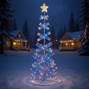 Árbol de Navidad en espiral de 7 pies, decoración multicolor con luces LED para exteriores, para fiestas de Navidad y Año Nuevo, árbol de plástico. - Product Image 2