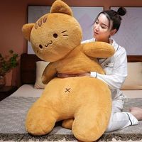 Coussin corporel en peluche chat roux de 90 cm, doux et confortable, pour le lit, soutien des jambes et sommeil réparateur, vente en gros