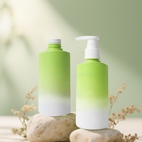 Bouteille pompe PET dégradée 150 ml pour huile essentielle capillaire et shampoing, avec logo personnalisé, vert mat, emballage cosmétique, distributeur, col 24 mm