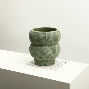 <span class=keywords><strong>Vaso</strong></span> Rotondo in <span class=keywords><strong>Cemento</strong></span> Stile Art Déco con Foro di Drenaggio, <span class=keywords><strong>Vaso</strong></span> per Fiori Ecologico da Tavolo per Decorazioni Centrotavola Matrimoniali - Product Image 6