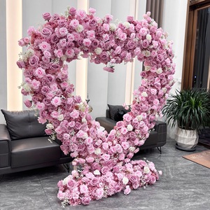 Arreglo de arco de flores en forma de corazón, arco de flores artificiales de seda, telón de fondo para arco de boda con flores - Product Image 3